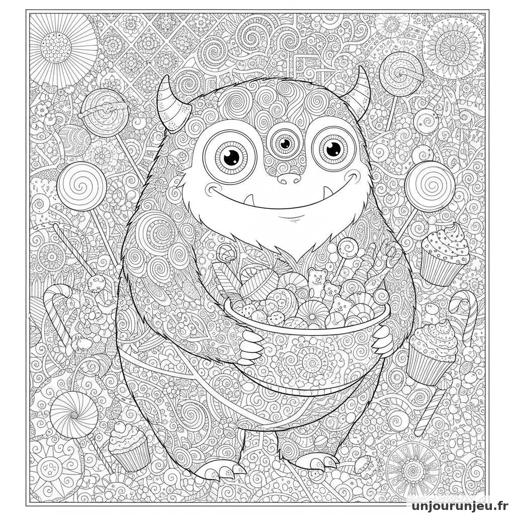 Coloriage Monstre Monstre Bonbons 08