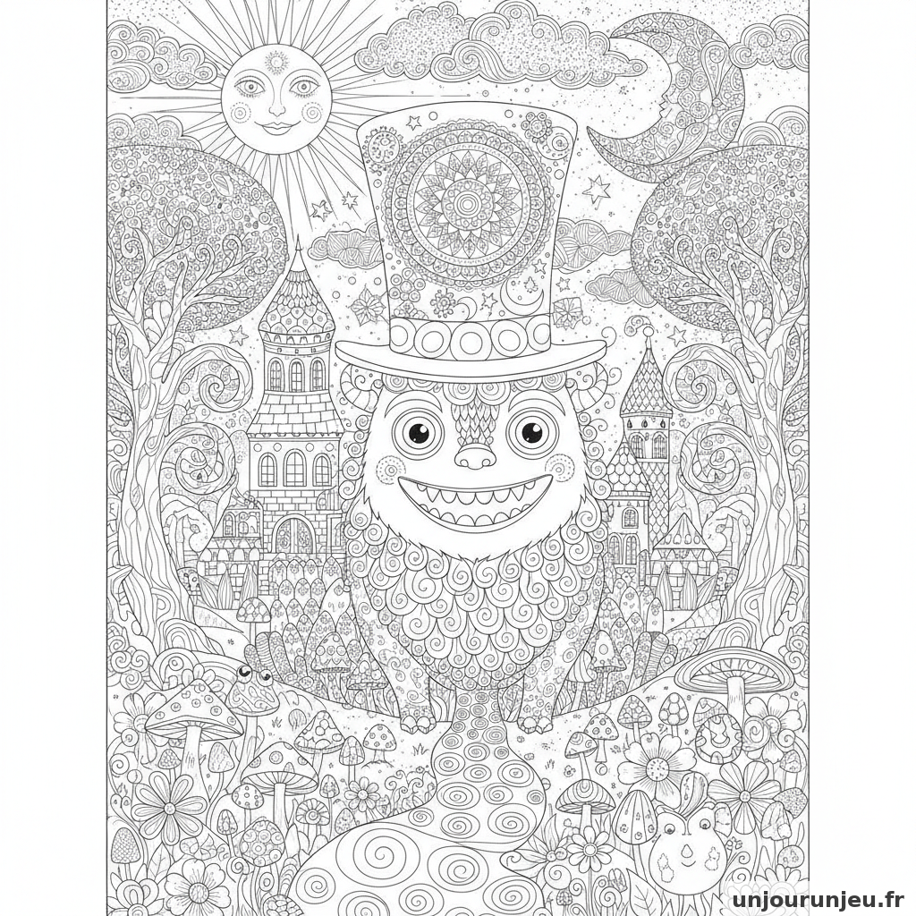 Coloriage Monstre Monstre Chapeau 10