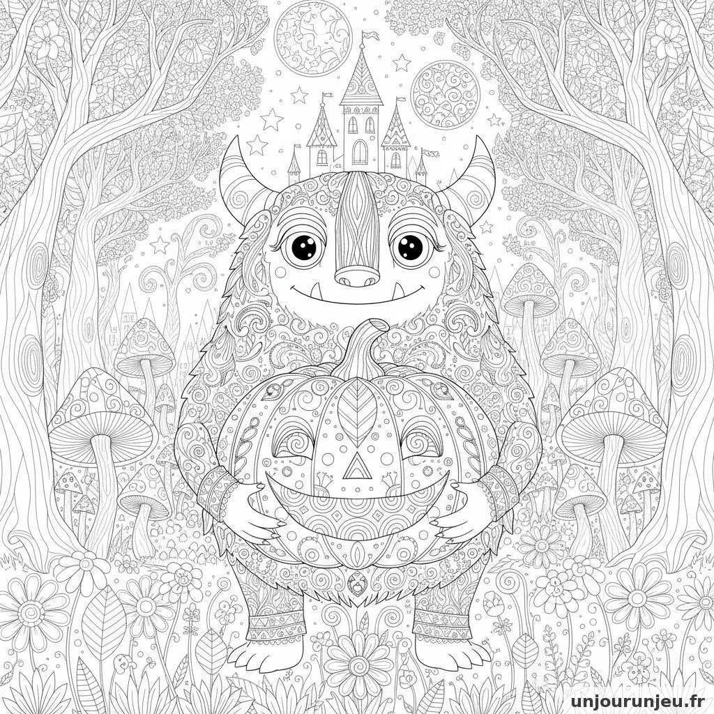 Coloriage Monstre Monstre Citrouille 06