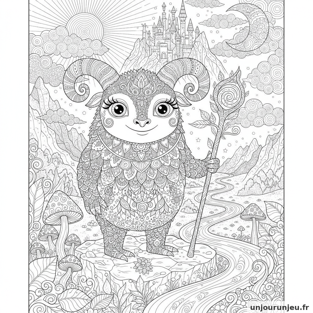 Coloriage Monstre Monstre Cornes 04