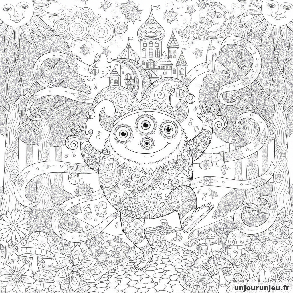 Coloriage Monstre Monstre Dansant 09