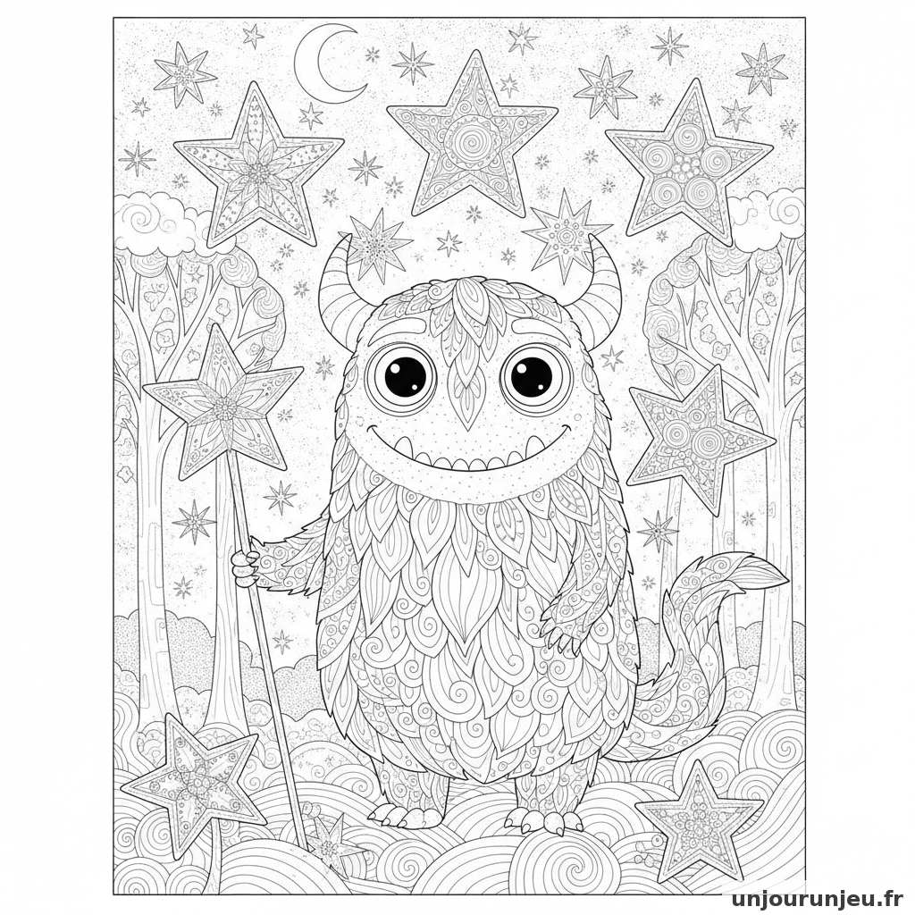 Coloriage Monstre Monstre Etoiles 14