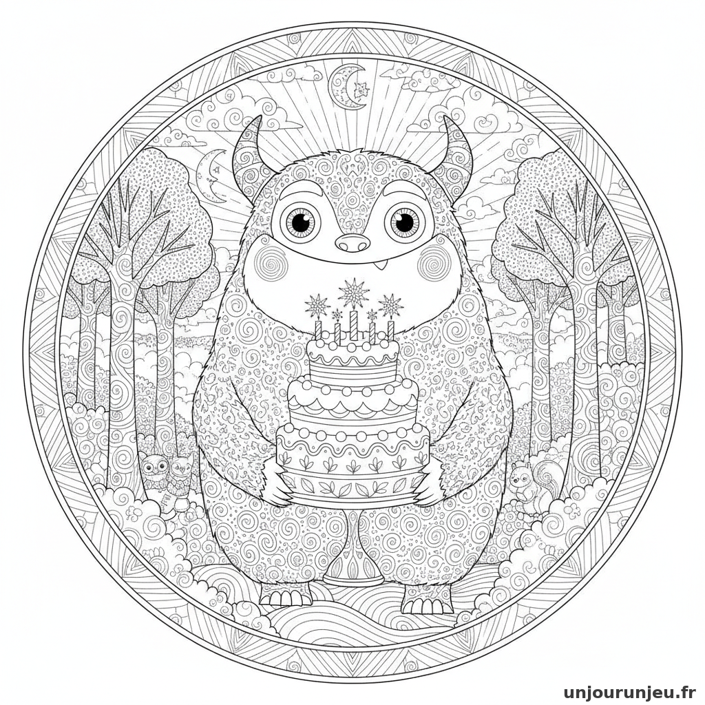 Coloriage Monstre Monstre Gateau 13