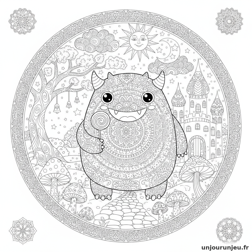 Coloriage Monstre Monstre Kawaii 12