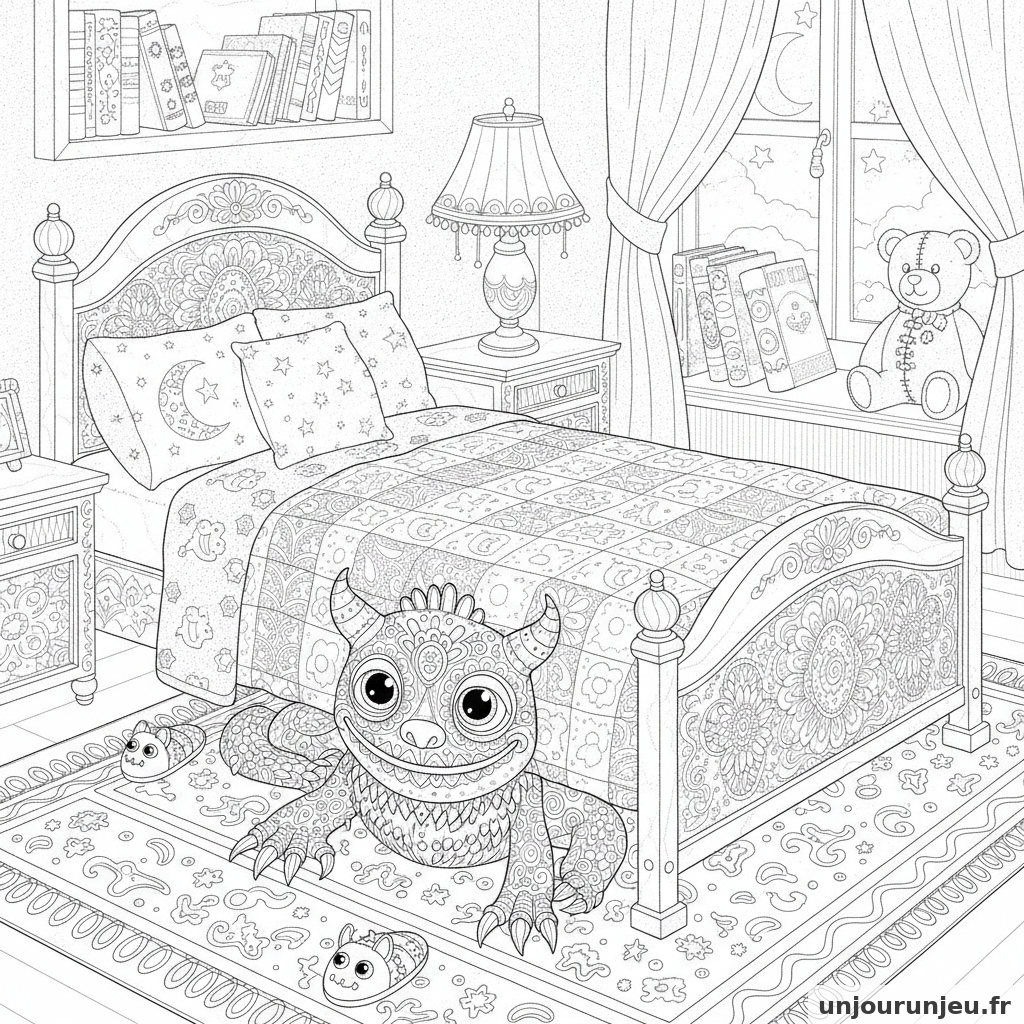 Coloriage Monstre Monstre Lit 07