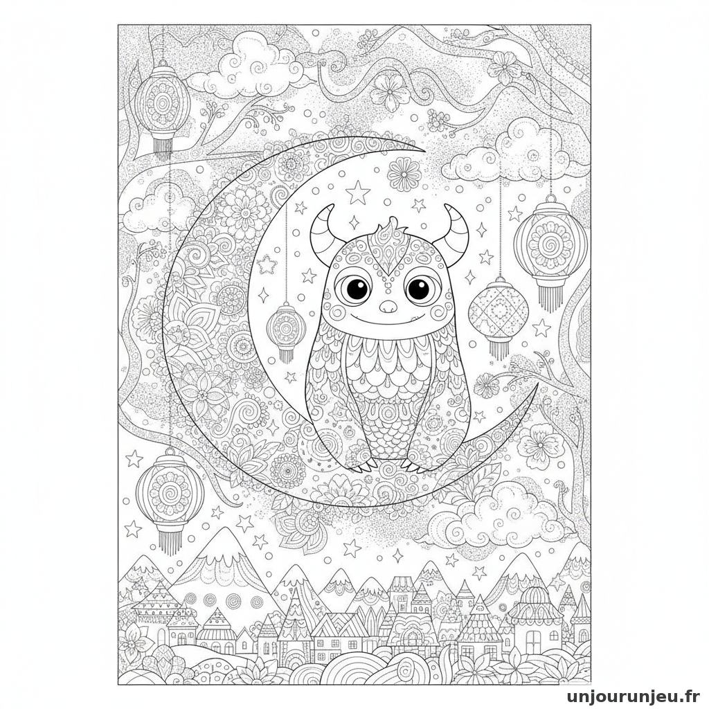 Coloriage Monstre Monstre Lune 19