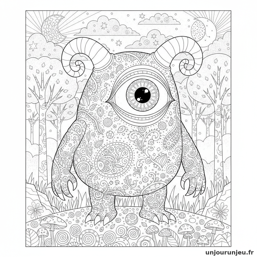 Coloriage Monstre Monstre Oeil 02