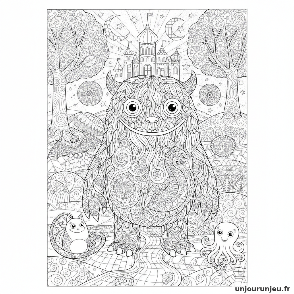 Coloriage Monstre Monstre Poilu 03