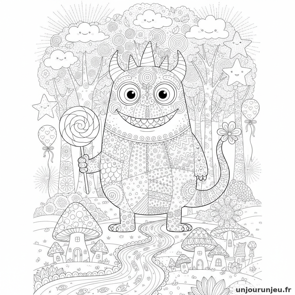 Coloriage Monstre Monstre Rigolo 01