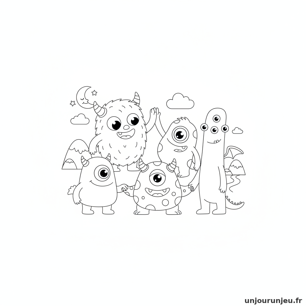 Coloriage Monstre Groupe Monstres 15