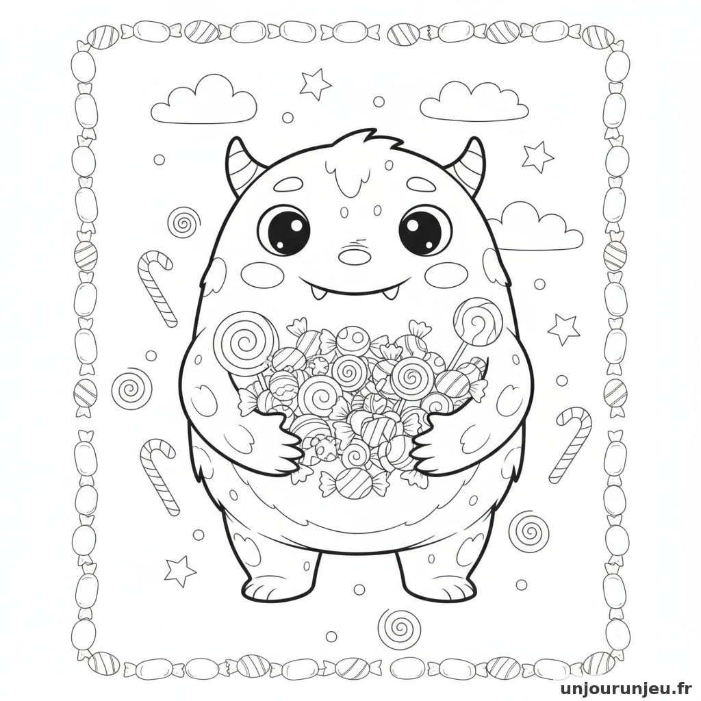Coloriage Monstre Monstre Bonbons 08