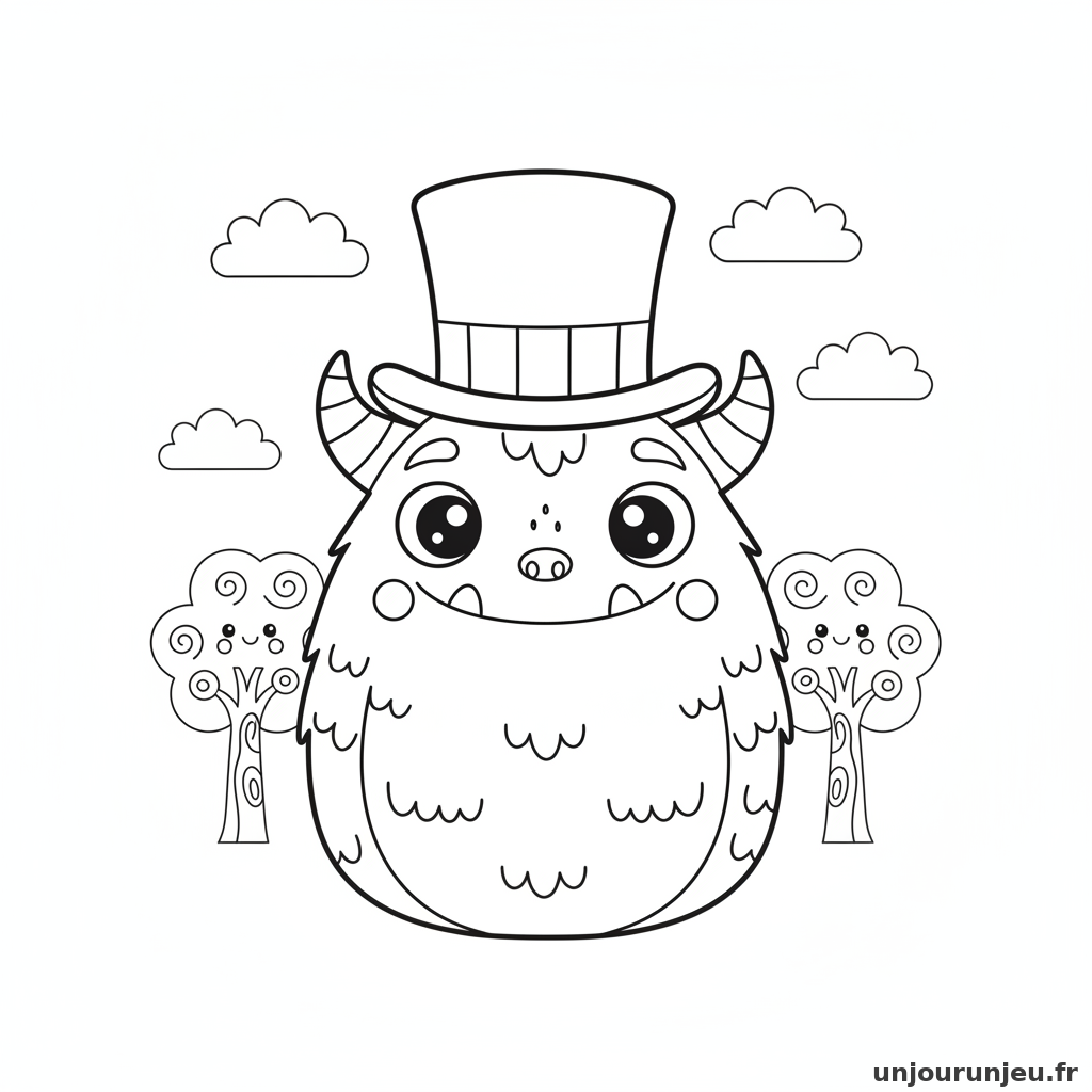 Coloriage Monstre Monstre Chapeau 10