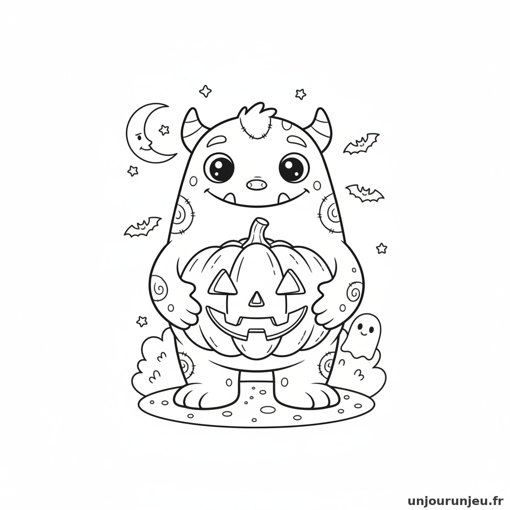 Coloriage Monstre Monstre Citrouille 06