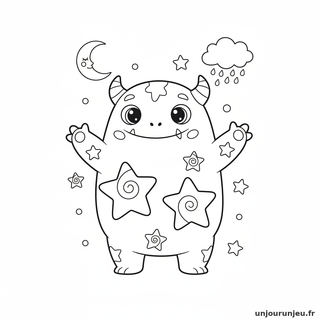 Coloriage Monstre Monstre Etoiles 14