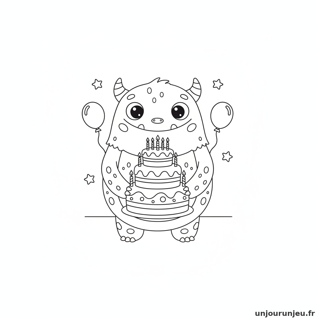 Coloriage Monstre Monstre Gateau 13