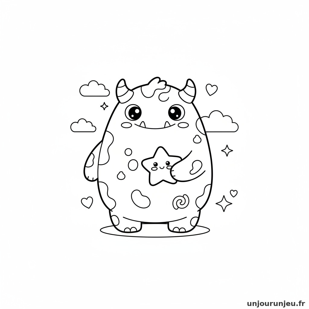 Coloriage Monstre Monstre Kawaii 12