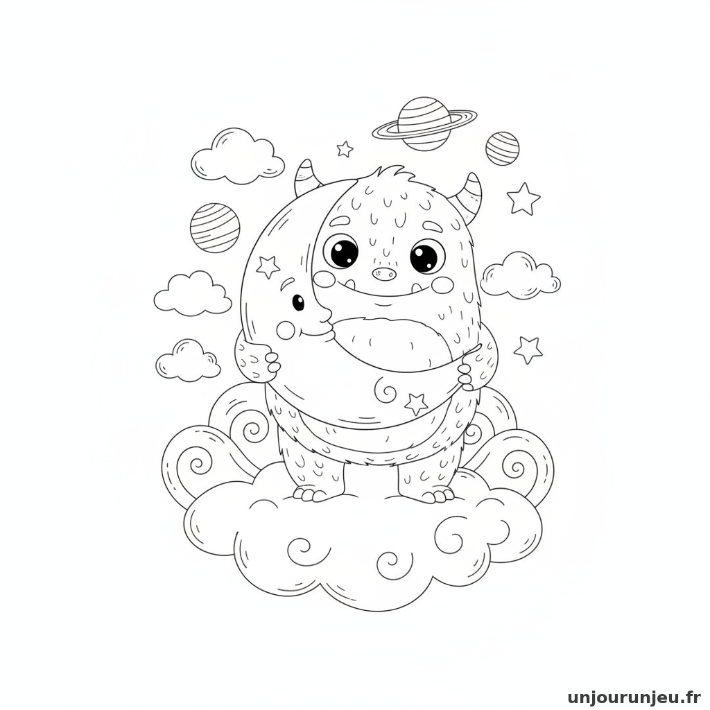 Coloriage Monstre Monstre Lune 19