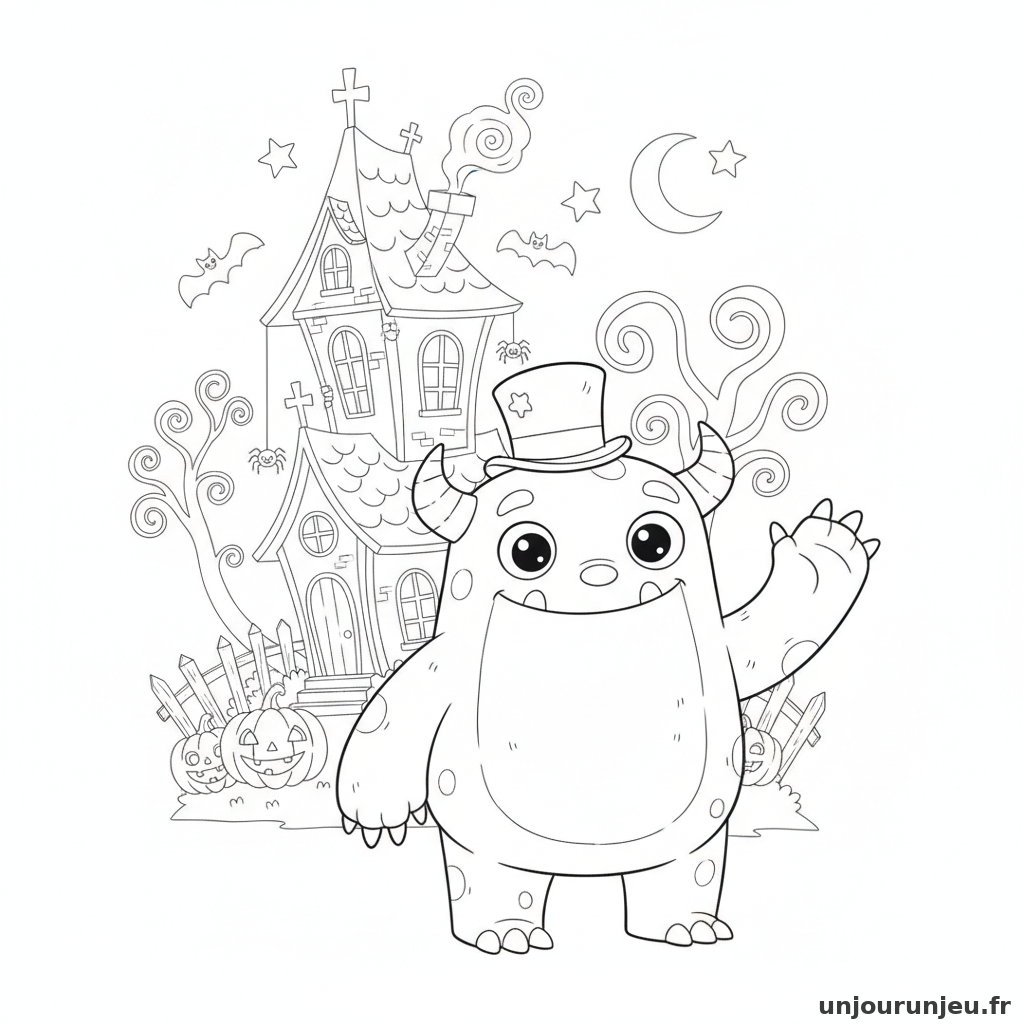 Coloriage Monstre Monstre Maison Hantee 20