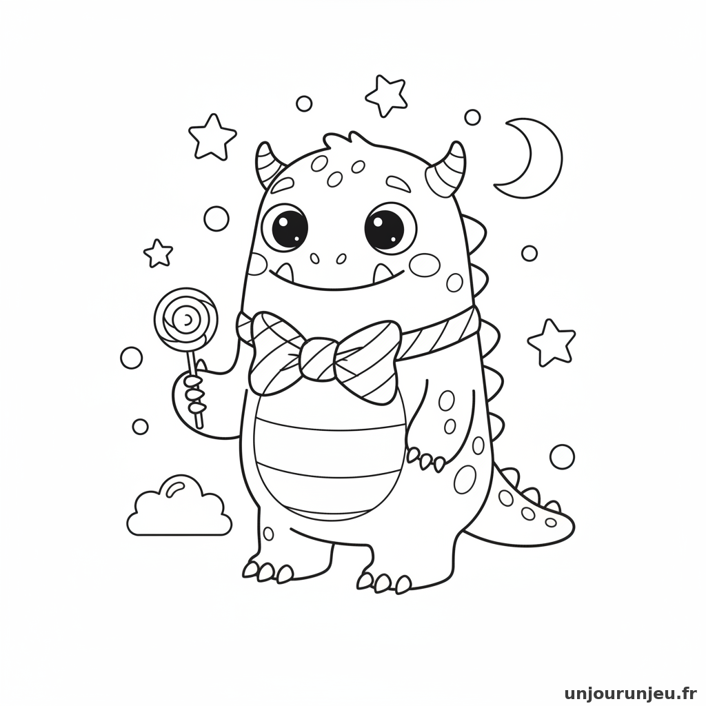 Coloriage Monstre Monstre Noeud Papillon 18
