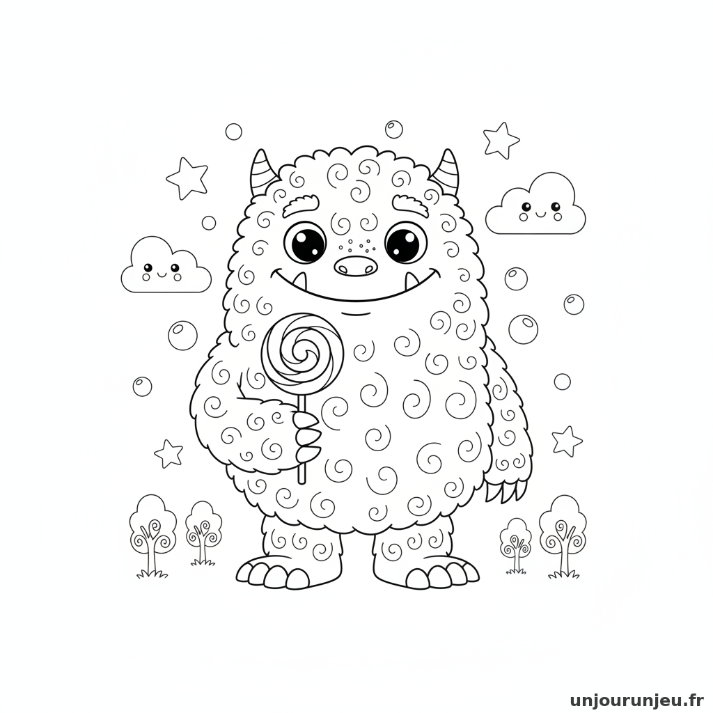 Coloriage Monstre Monstre Poilu 03