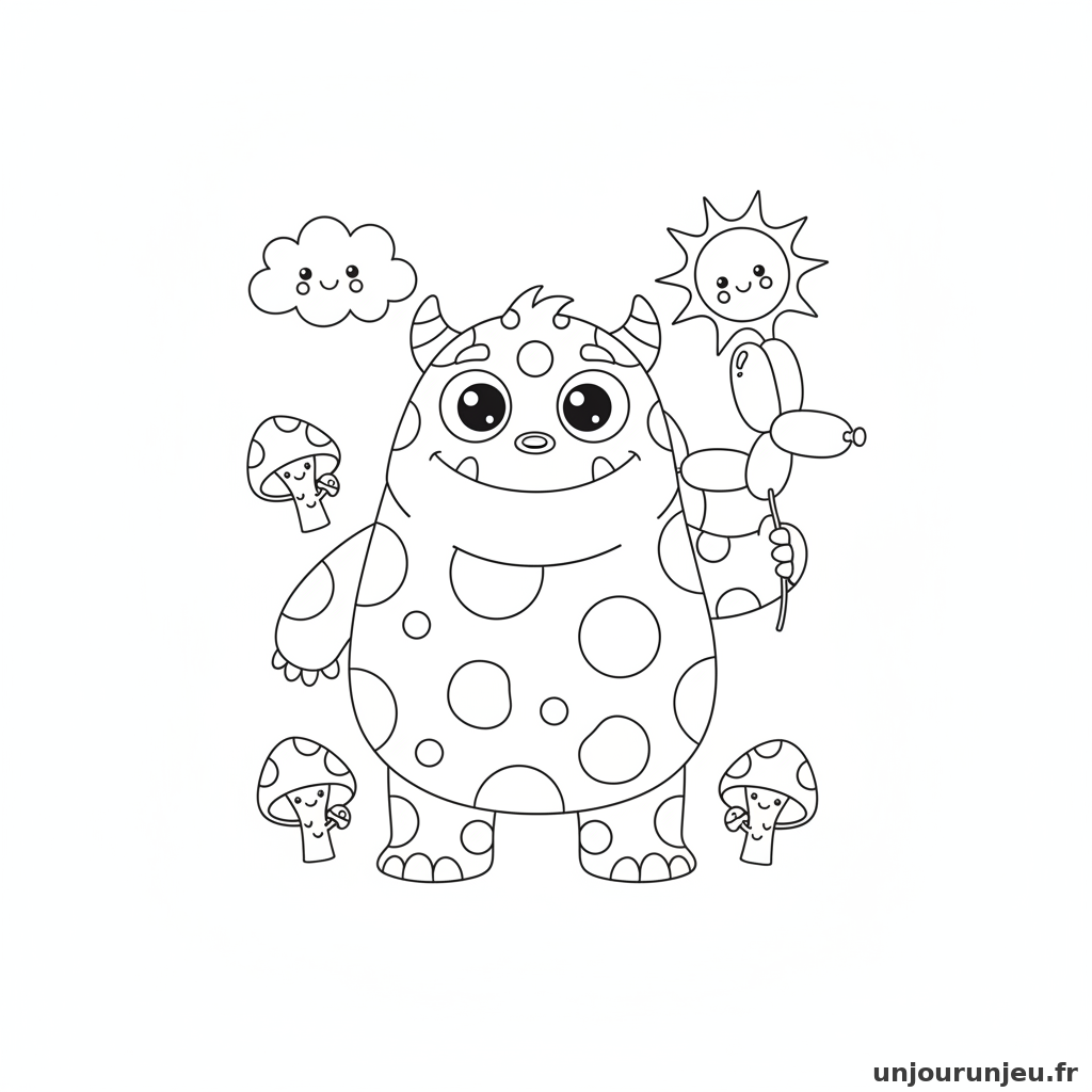 Coloriage Monstre Monstre Rigolo 01