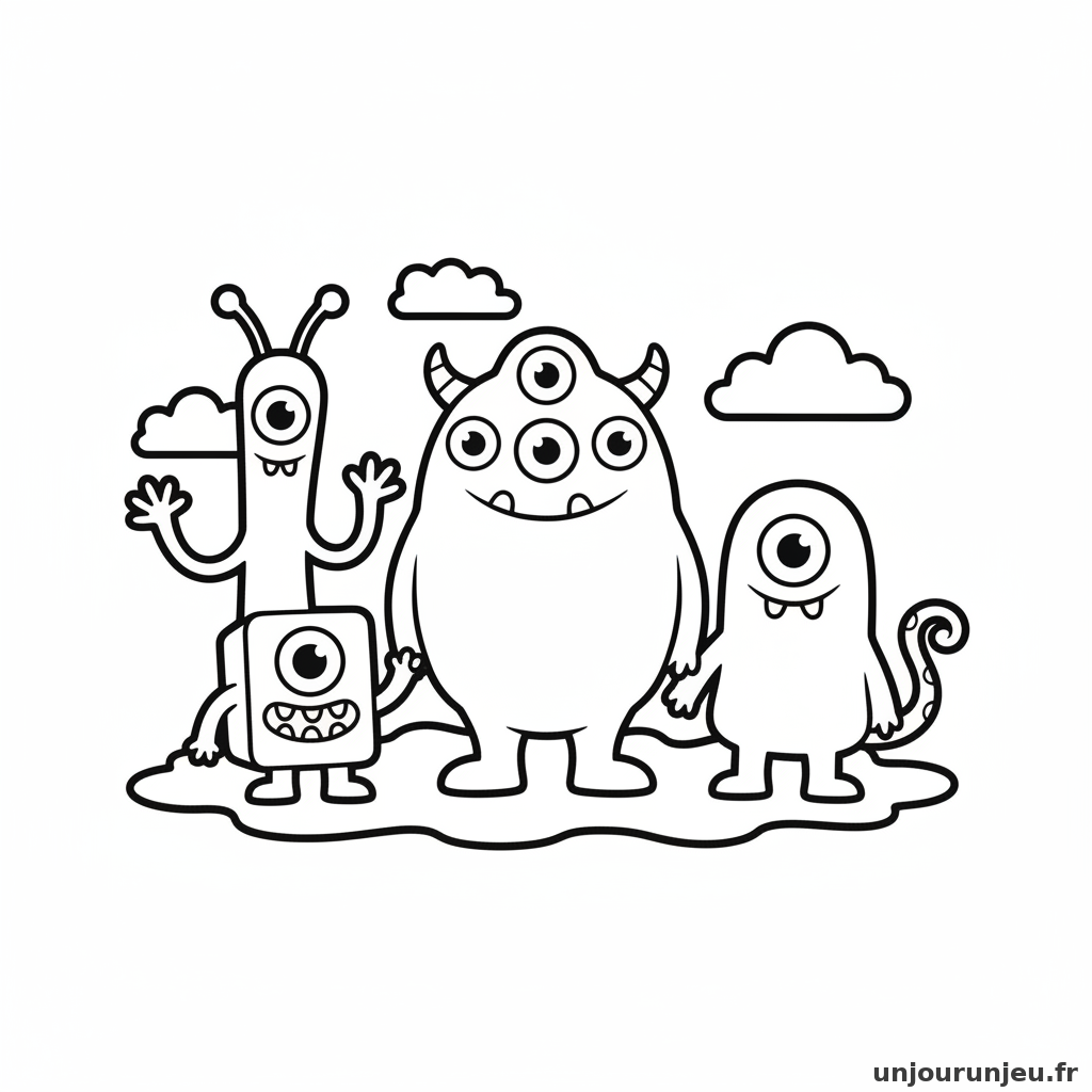 Coloriage Monstre Groupe Monstres 15