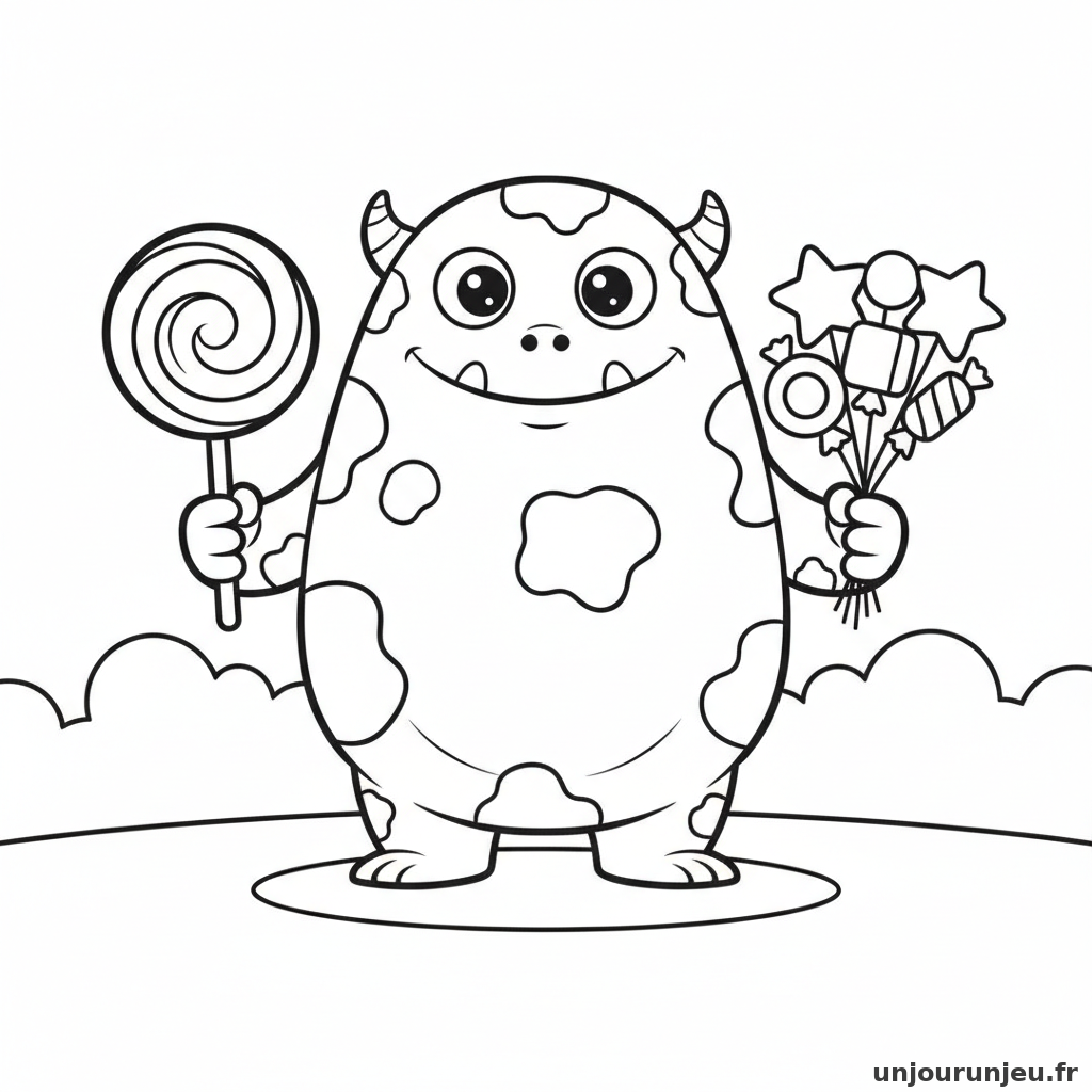 Coloriage Monstre Monstre Bonbons 08