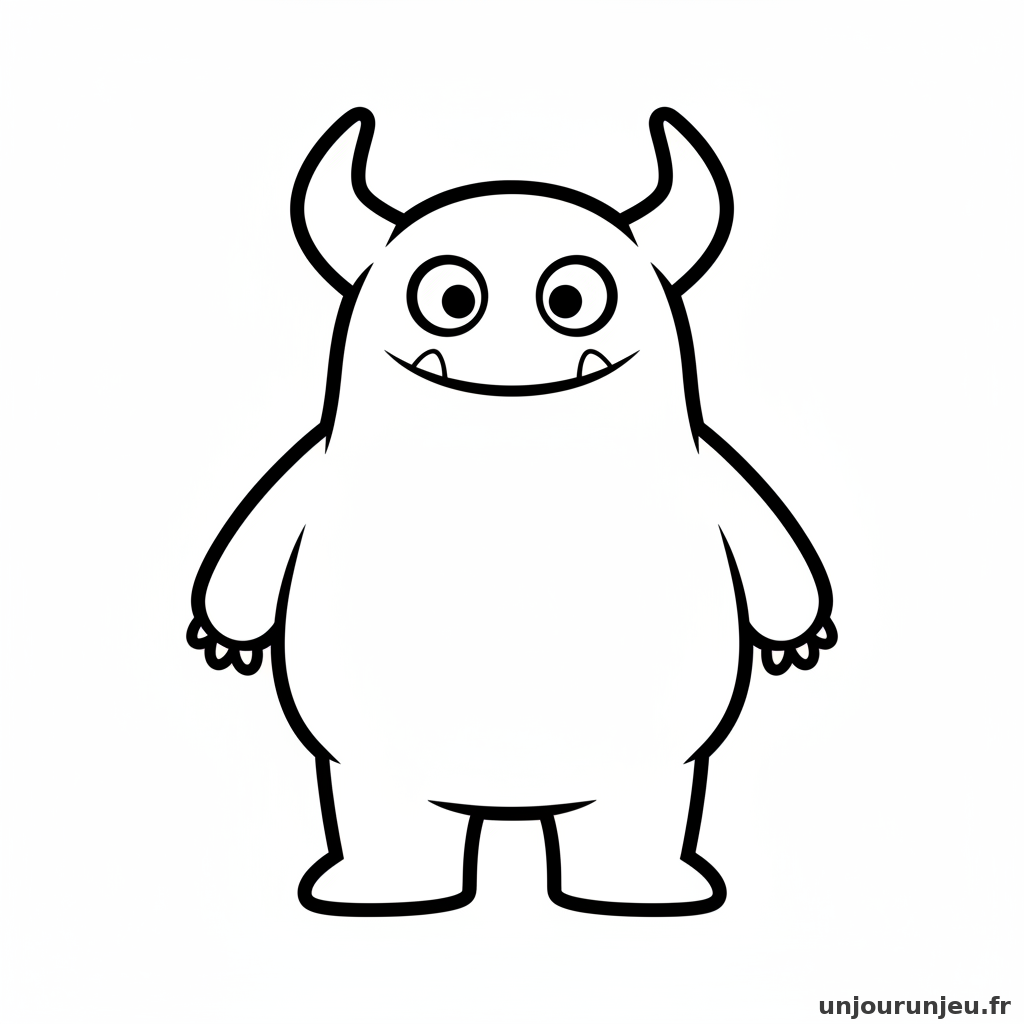 Coloriage Monstre Monstre Cornes 04
