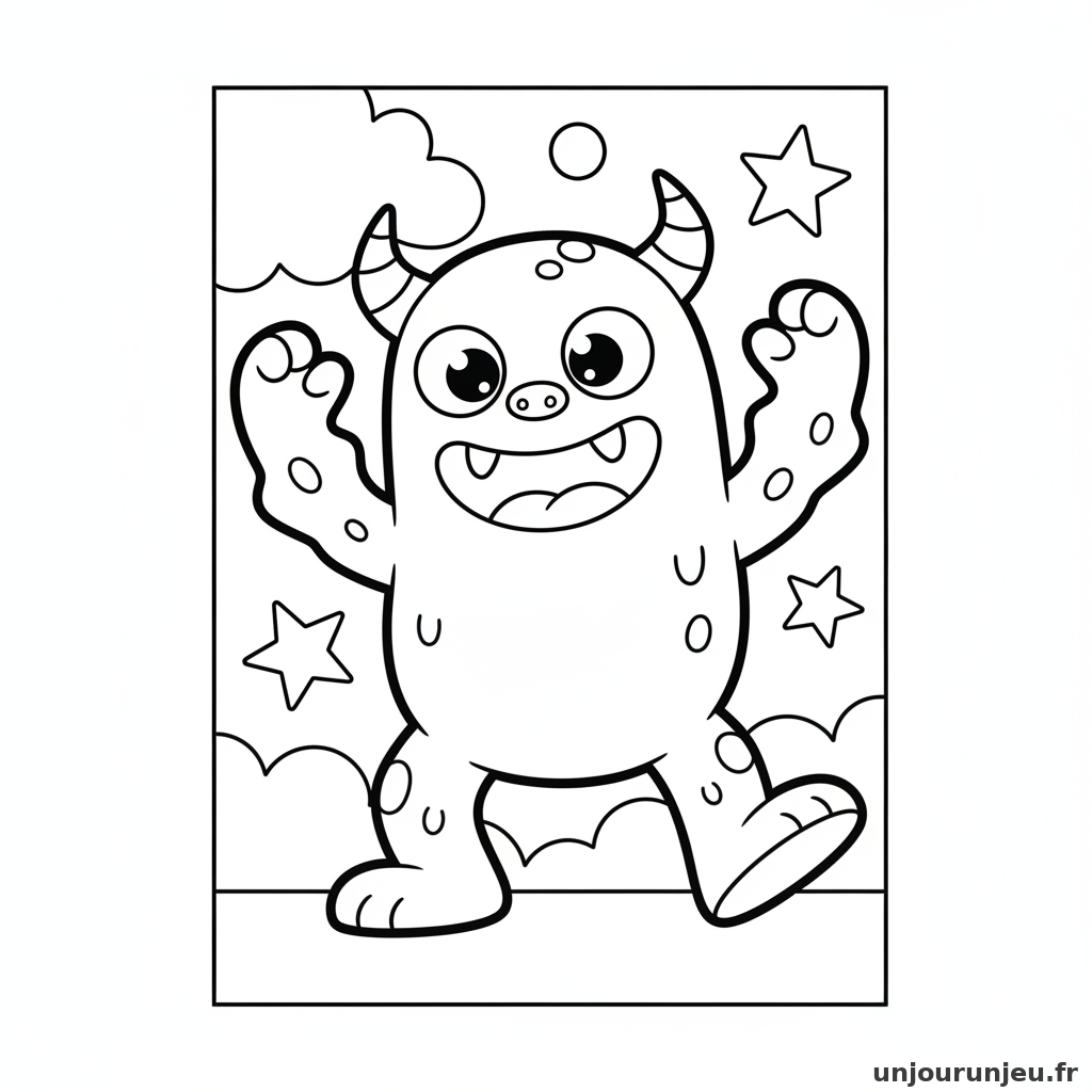 Coloriage Monstre Monstre Dansant 09