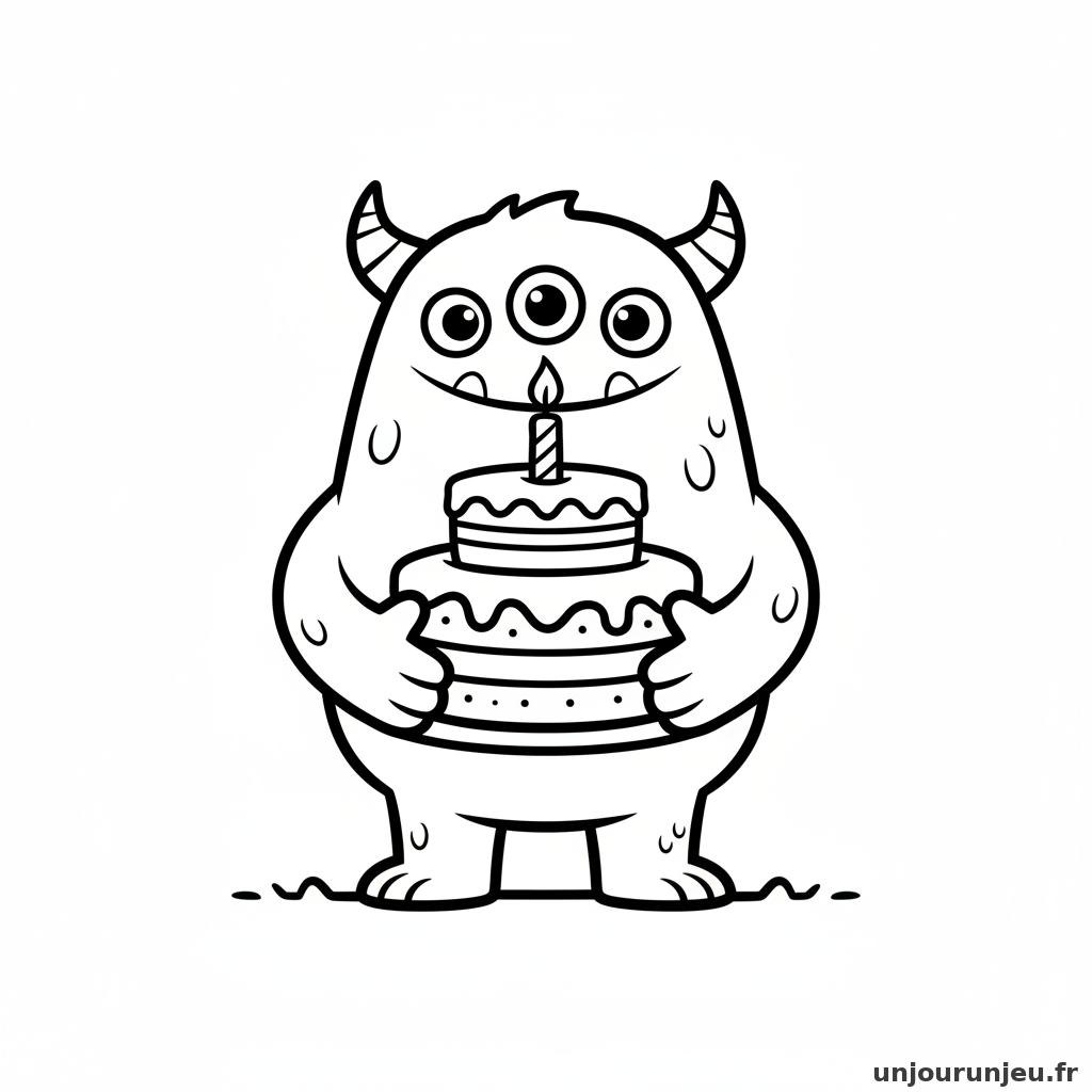 Coloriage Monstre Monstre Gateau 13
