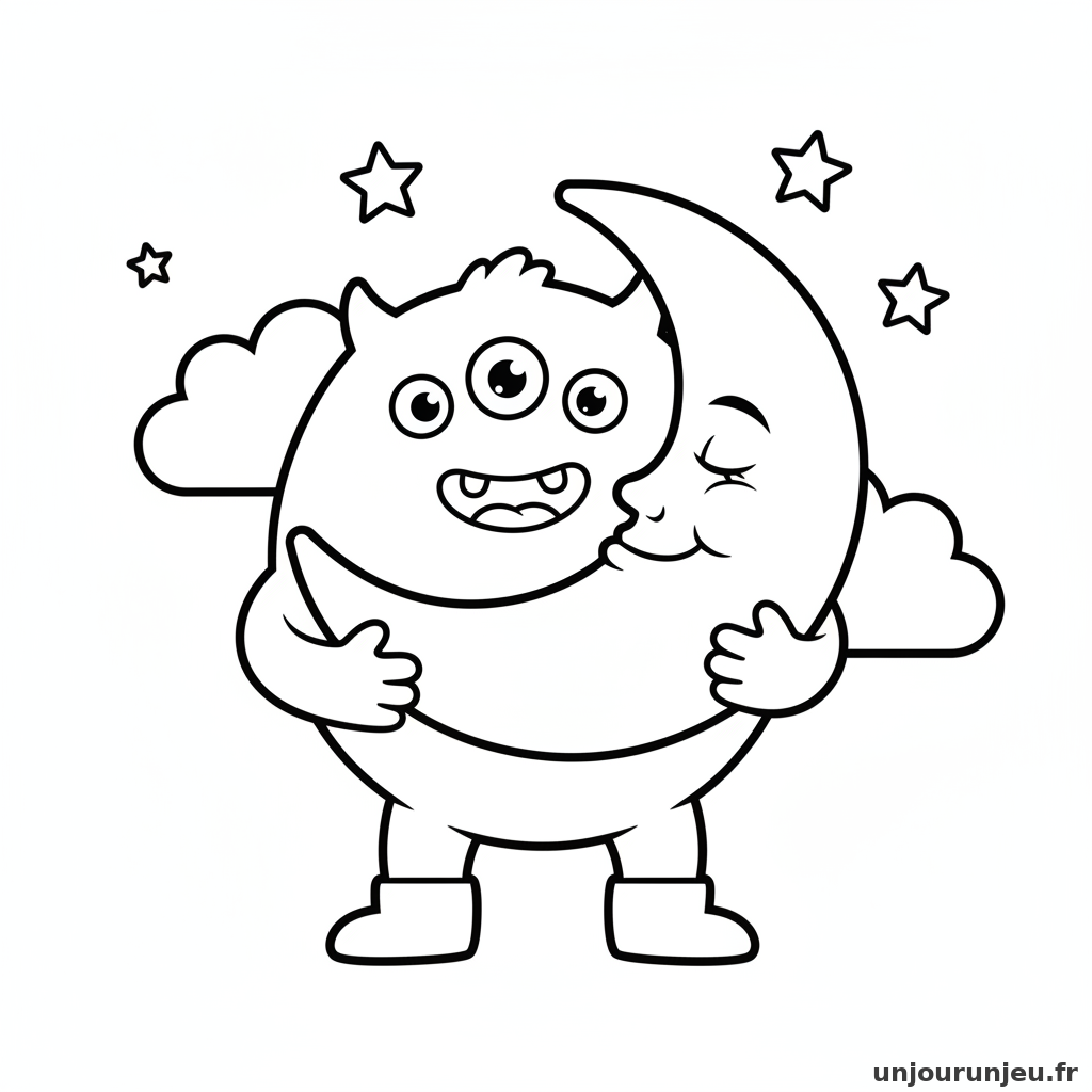 Coloriage Monstre Monstre Lune 19