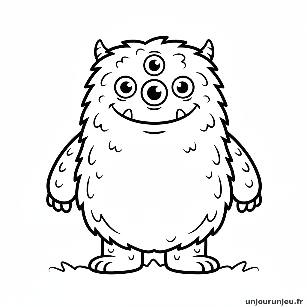 Coloriage Monstre Monstre Poilu 03