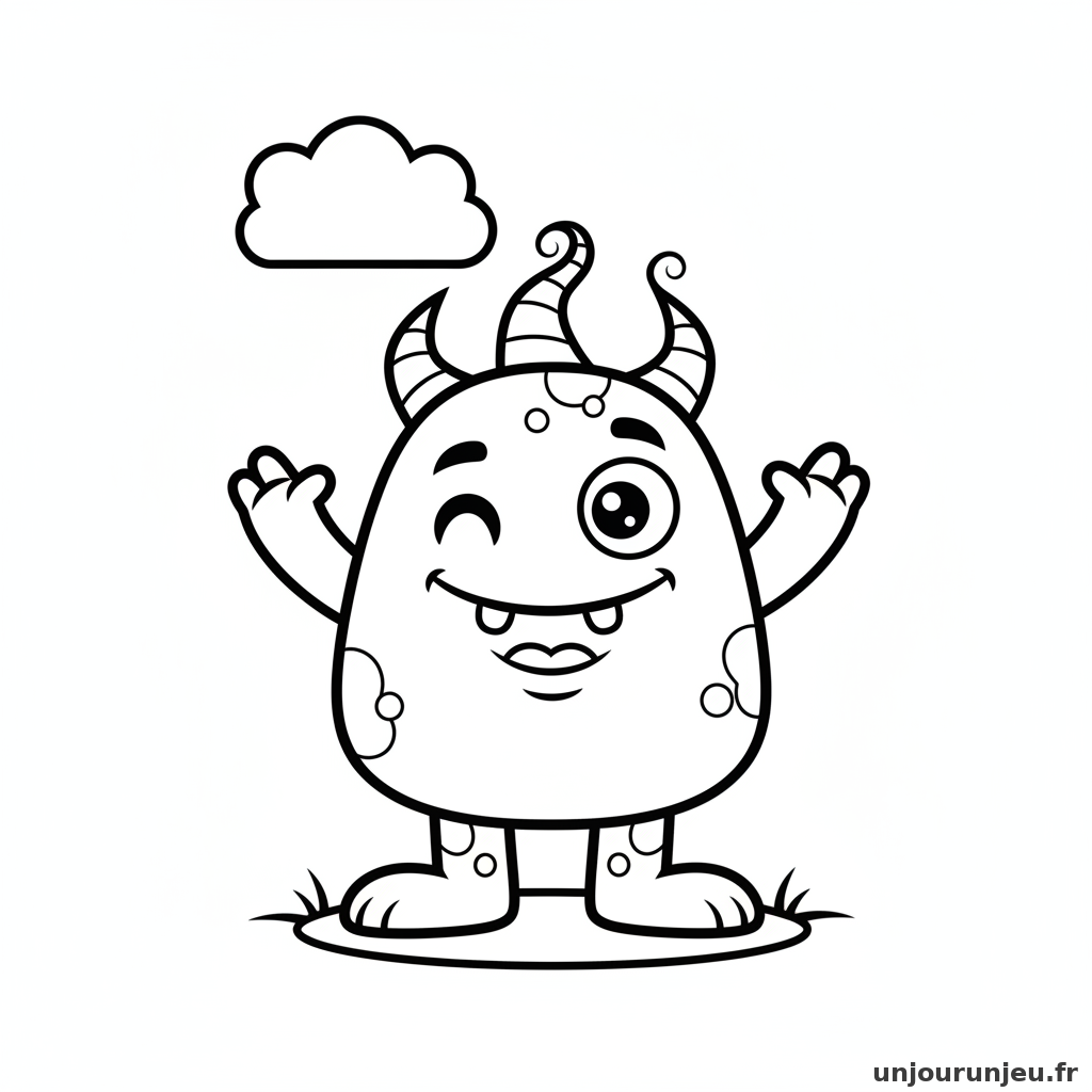 Coloriage Monstre Monstre Rigolo 01
