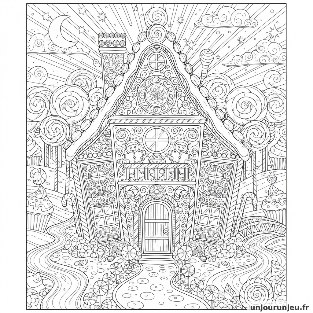 Coloriage Noel Grande Maison Pain Depice Ornee Mille Bonbons 06