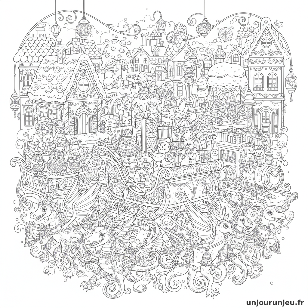 Coloriage Noel Parade Noel Mille Creatures Chars Decores 19