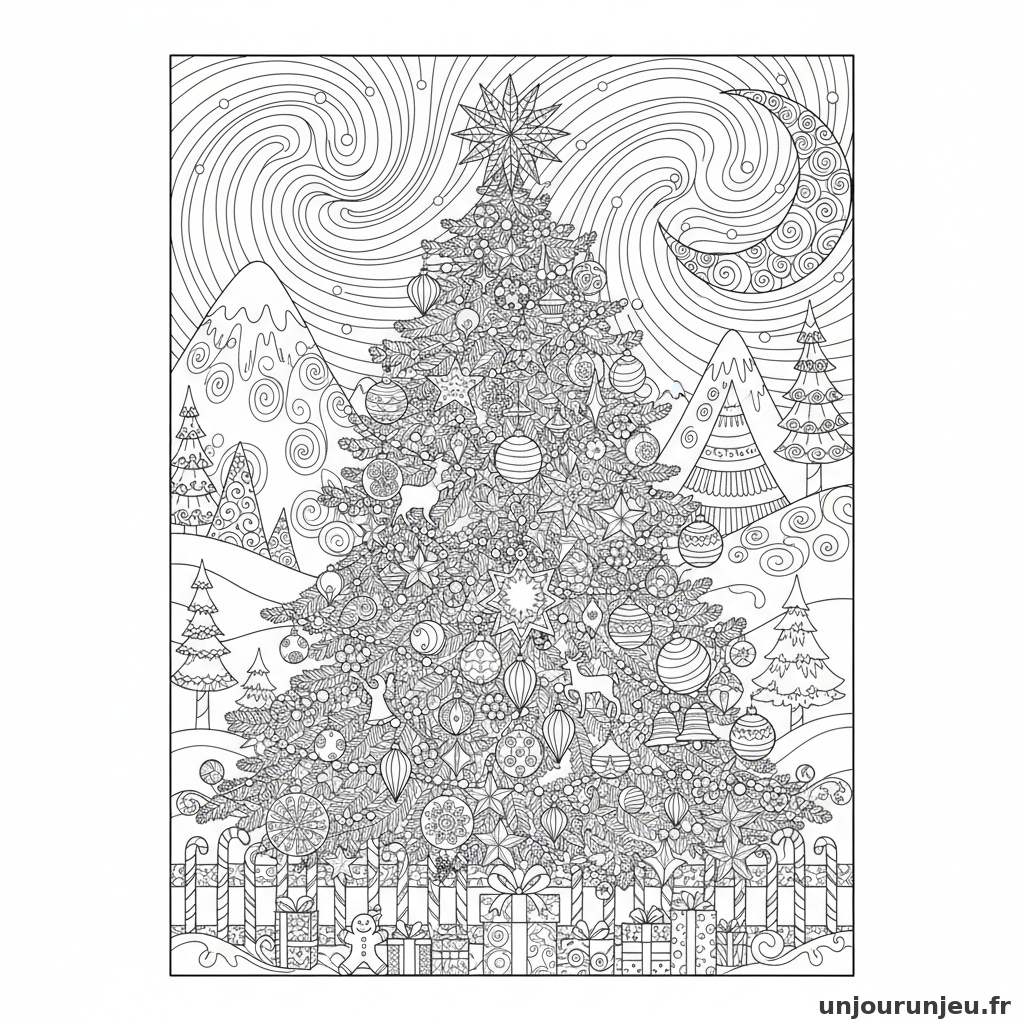 Coloriage Noel Sapin Noel Immense Couvert Mille Decorations 03