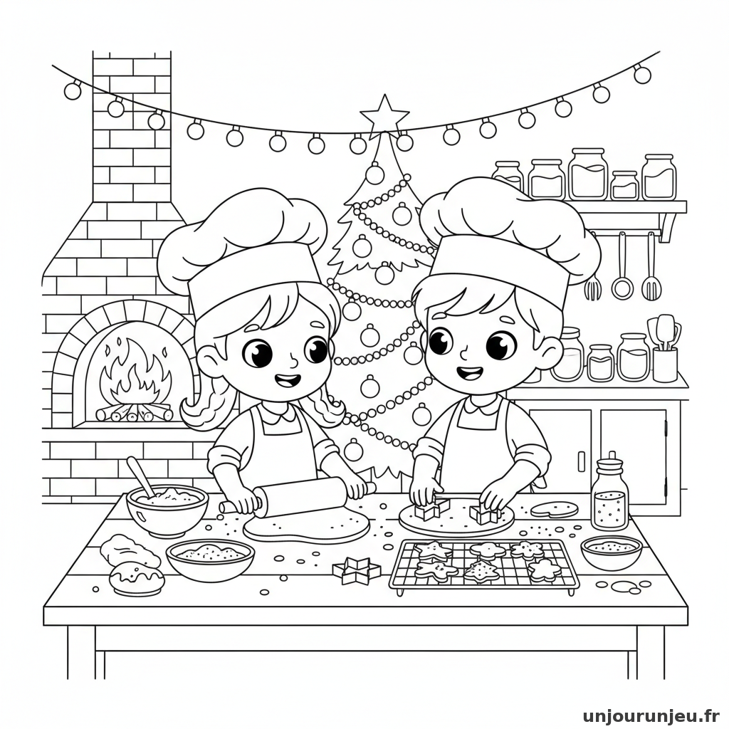 Coloriage Noel Cuisine Ou On Prepare Biscuits Noel 10