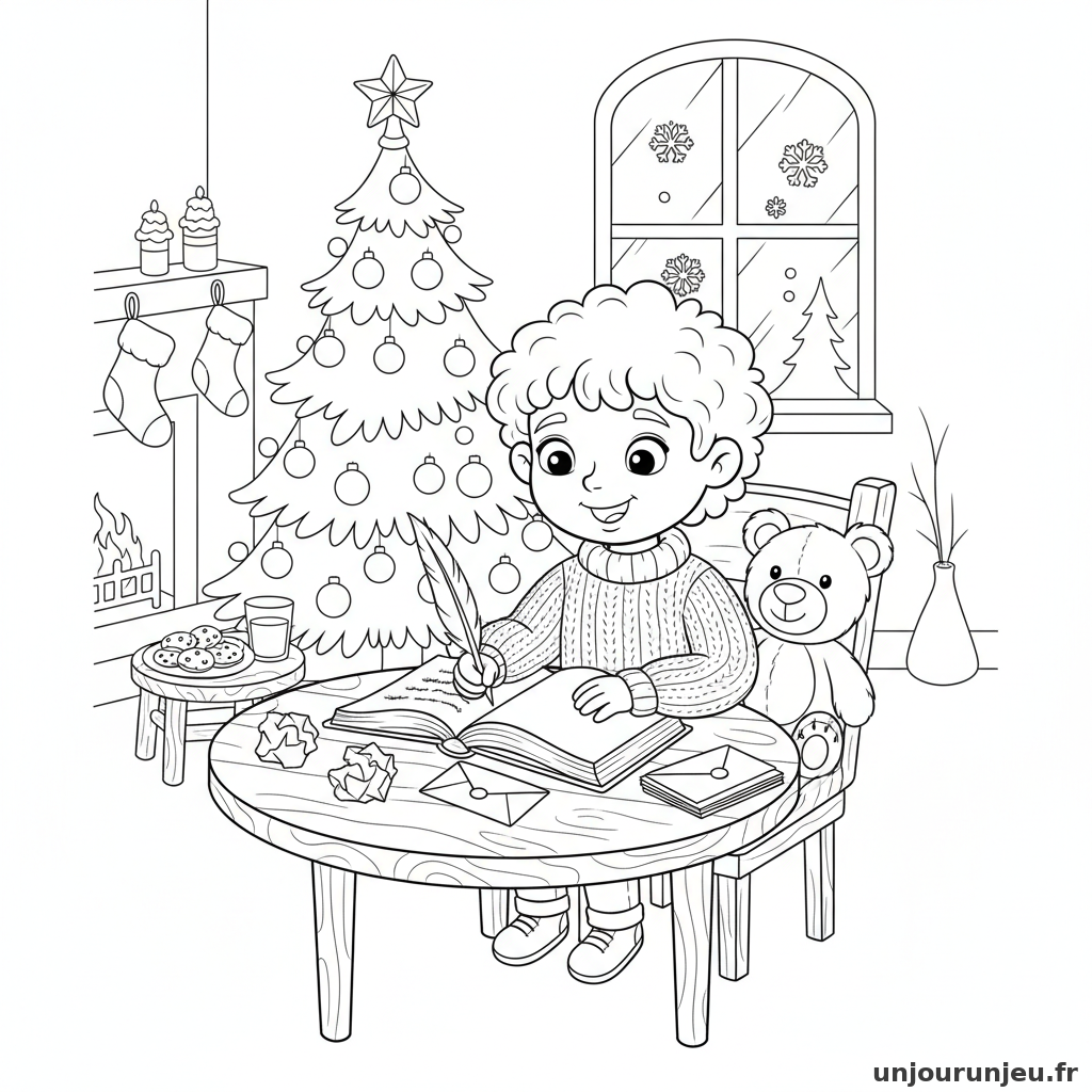 Coloriage Noel Enfant Ecrit Lettre Pere Noel Table 18