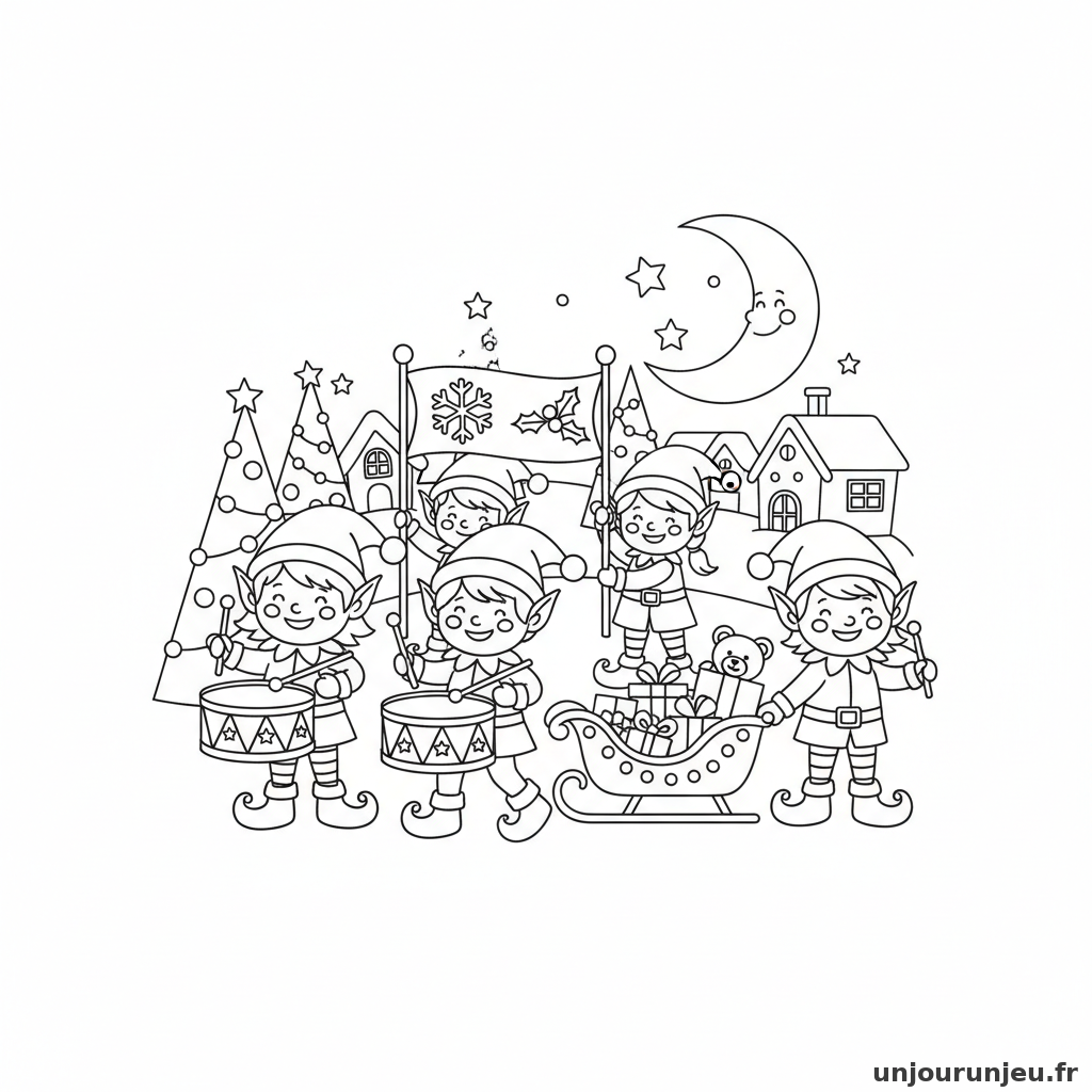 Coloriage Noel Parade Noel Lutins Tambours 20
