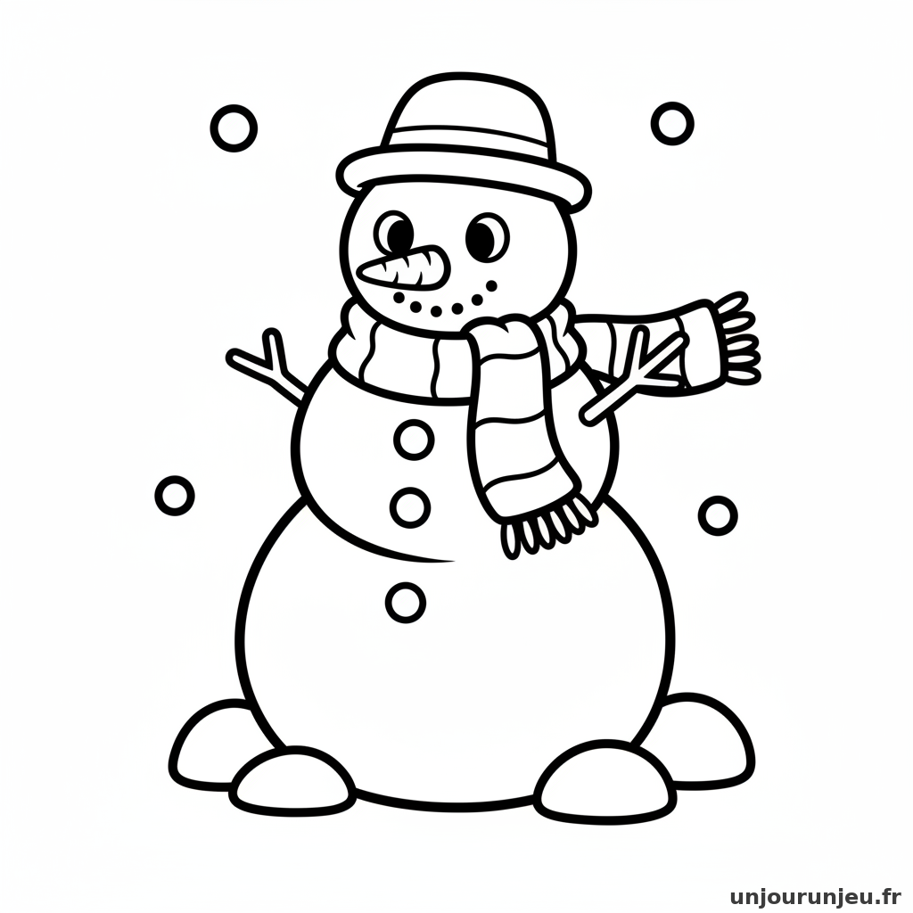 Coloriage Noel Bonhomme Neige Echarpe 08