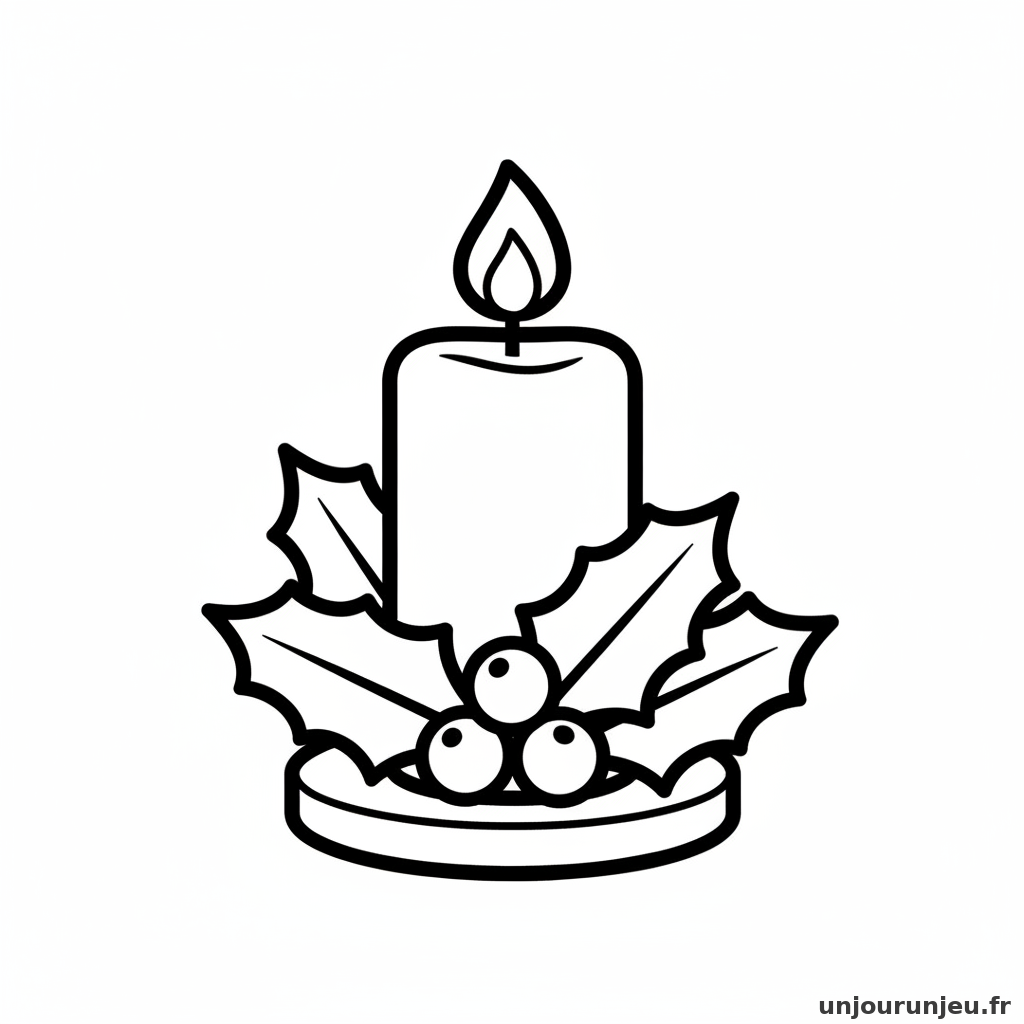 Coloriage Noel Bougie Noel Houx 12