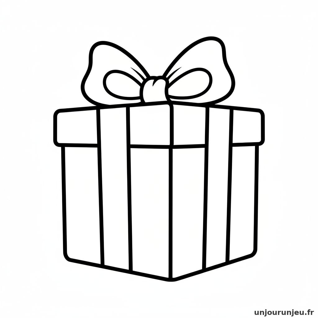 Coloriage Noel Gros Cadeau Noeud Dessus 03