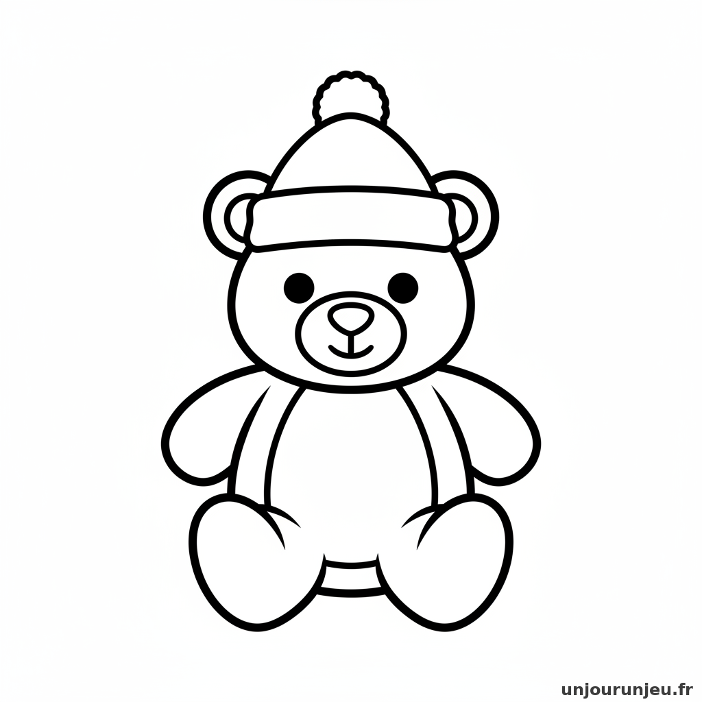 Coloriage Noel Ours Peluche Bonnet Rouge 19