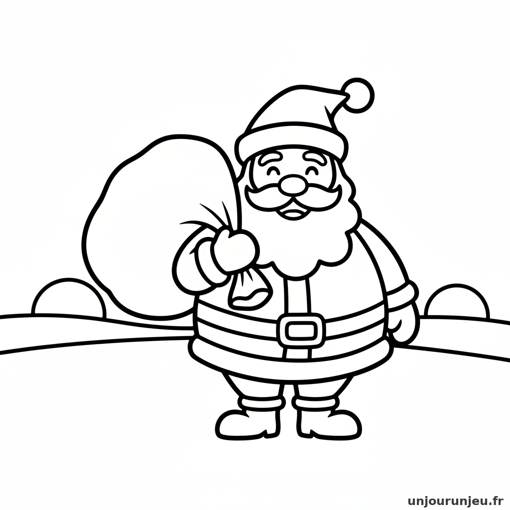 Coloriage Noel Pere Noel Souriant Grand Sac 01