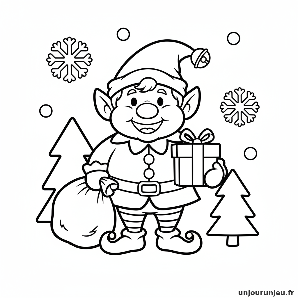 Coloriage Noel Petit Lutin Pere Noel 11