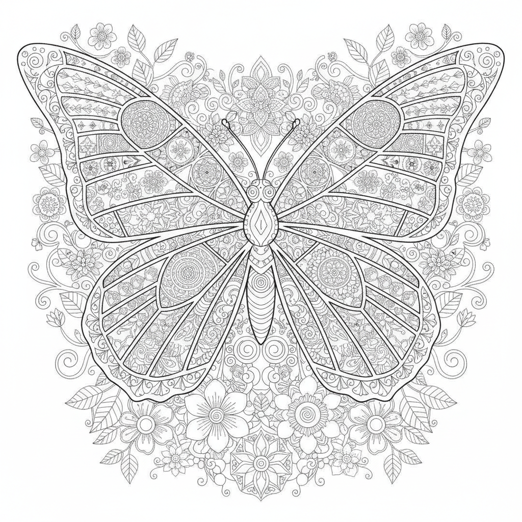 Coloriage Papillon Un Papillon Aux Ailes En Vitrail Avec Des Motifs Geometrique 04