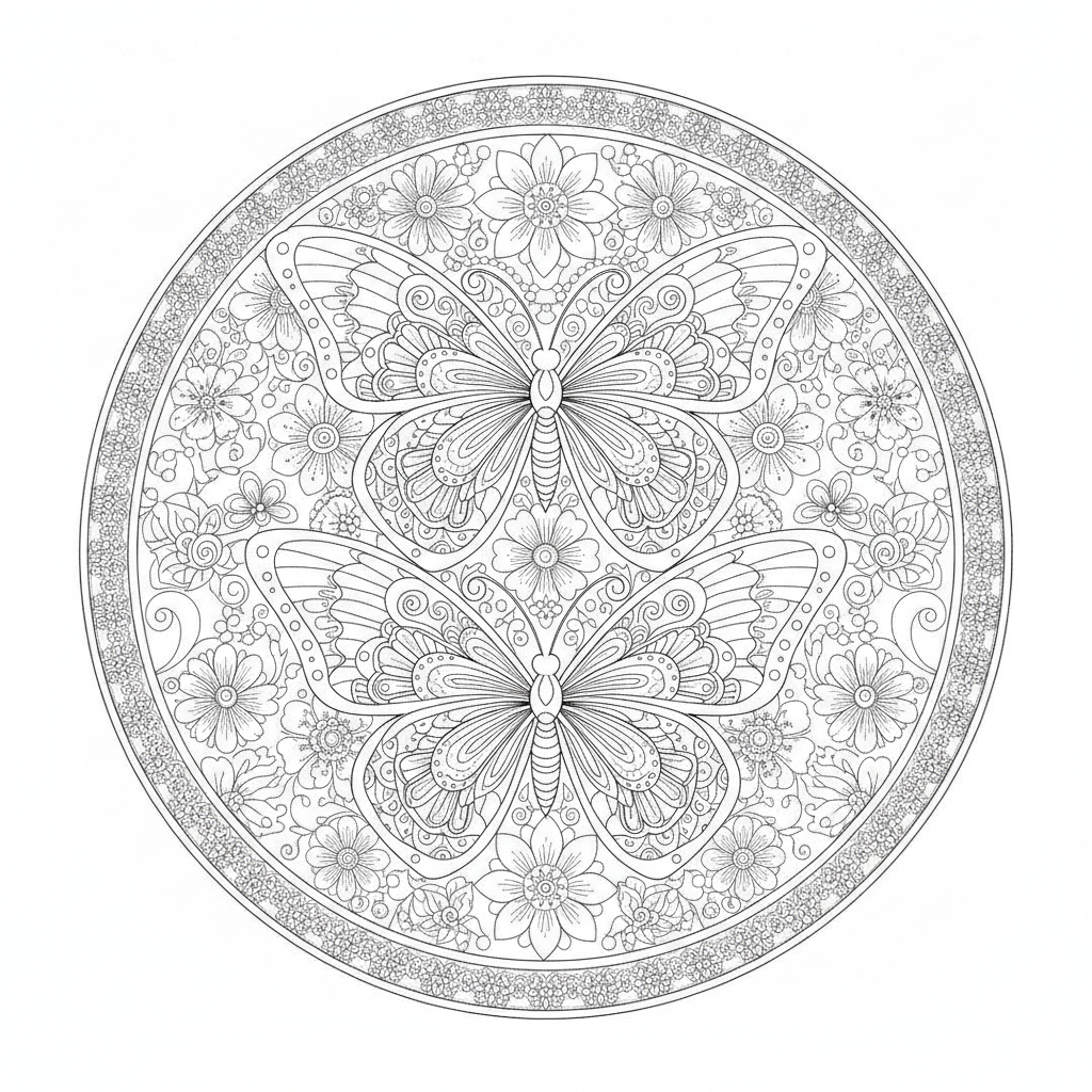 Coloriage Papillon Un Papillon Mandala Double Deux Papillons Symetriques Entrel 20