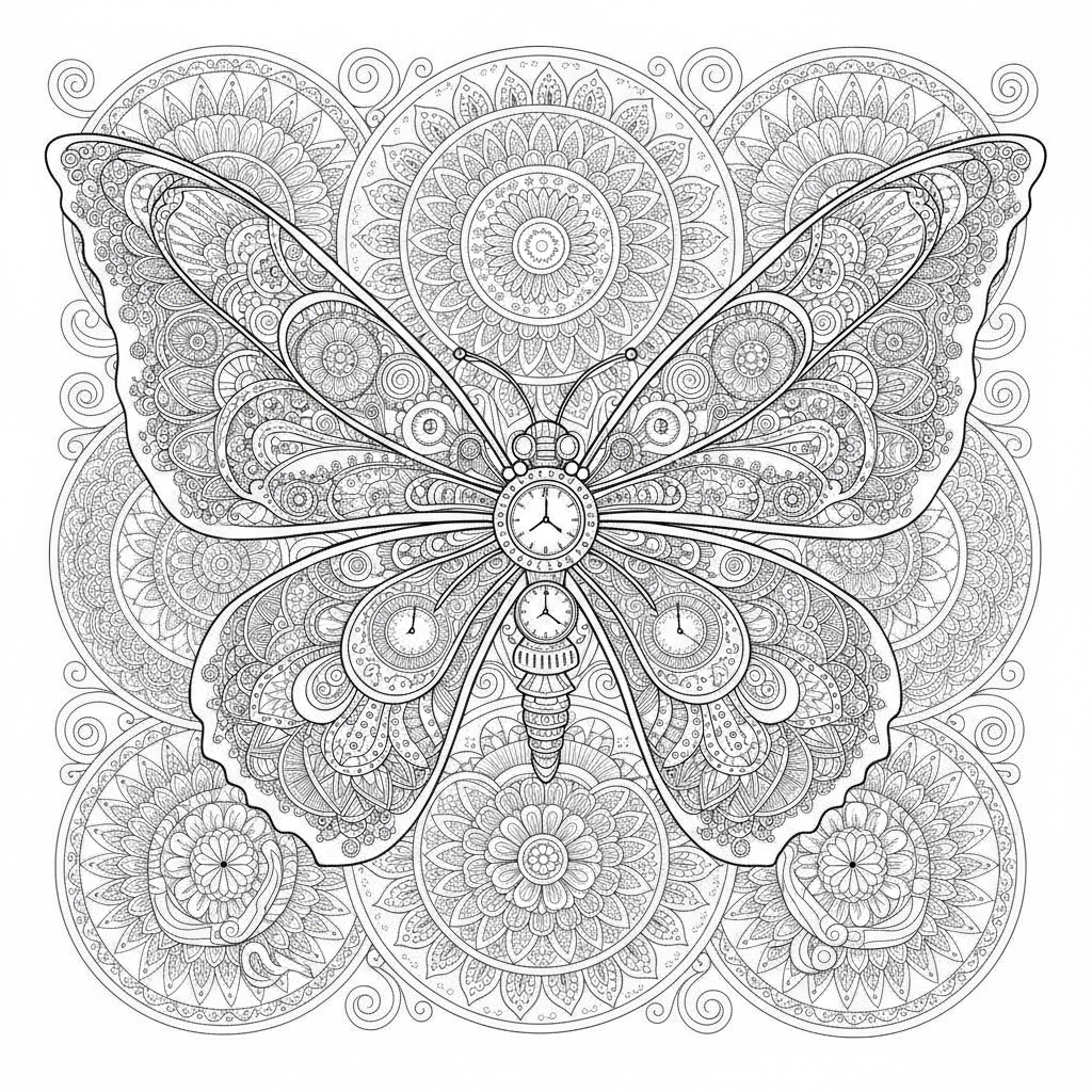 Coloriage Papillon Un Papillon Mecanique Aux Ailes Faites De Pieces Dhorlogerie 08