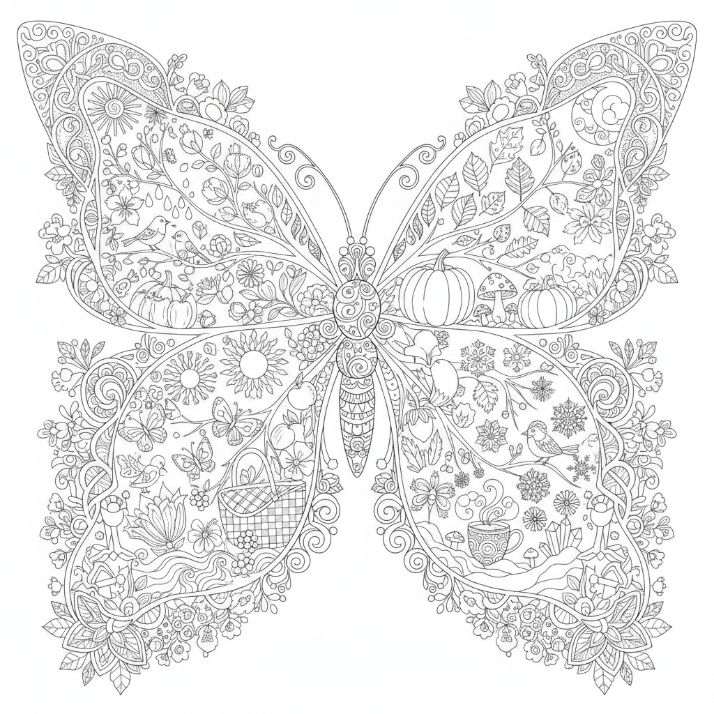 Coloriage Papillon Un Papillon Saisons Chaque Aile Represente Une Saison Differ 14