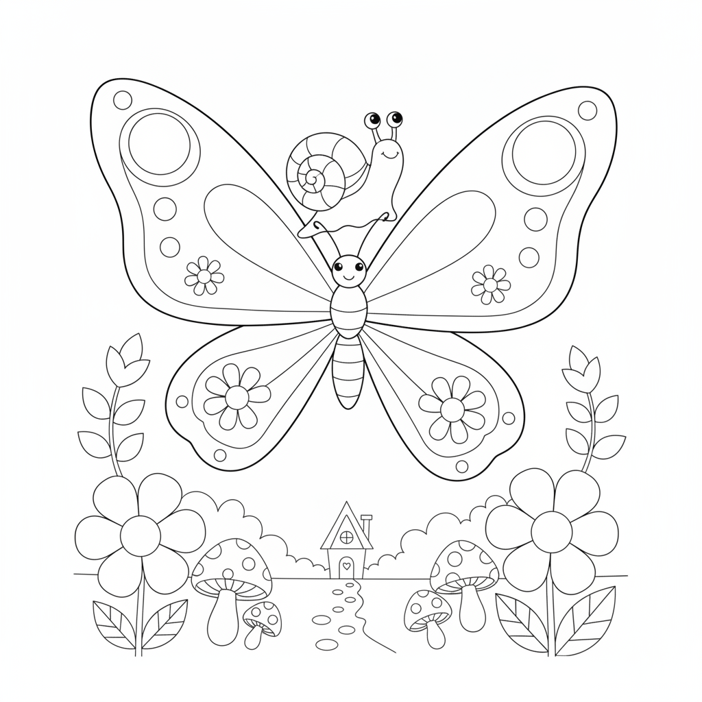 Coloriage Papillon Un Papillon Geant Qui Porte Un Escargot 11